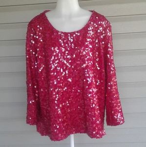 NWT Eloquii Fuschia Sequin Top